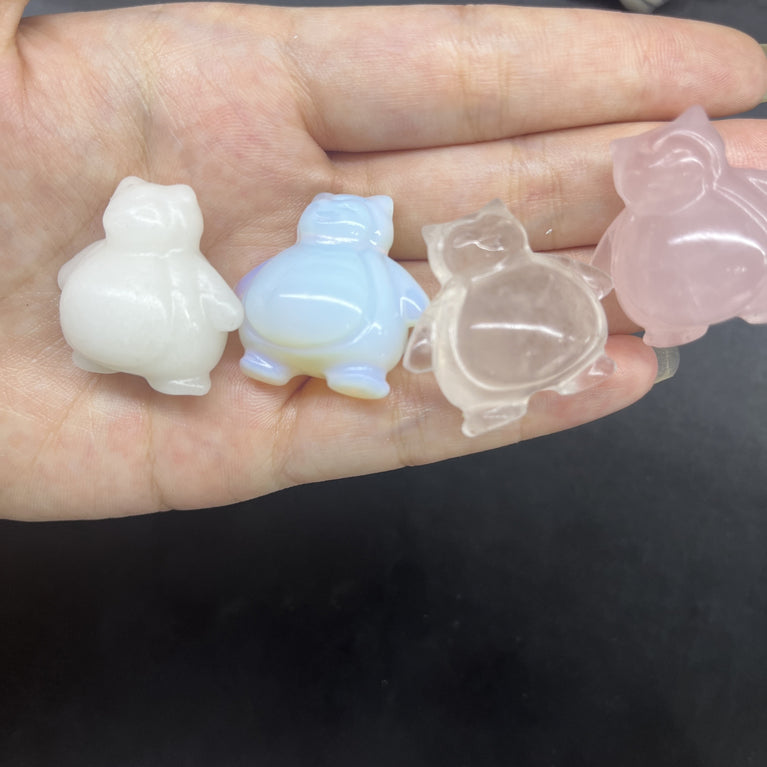 3CM Mini Snorlax Carving Pokémon Natural Crystal Stone Statue Figurine