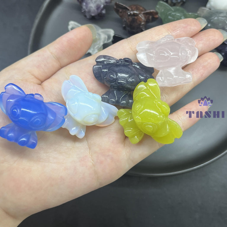 3CM Mini Stitch Carving Natural Crystal Stone Statue Figurine