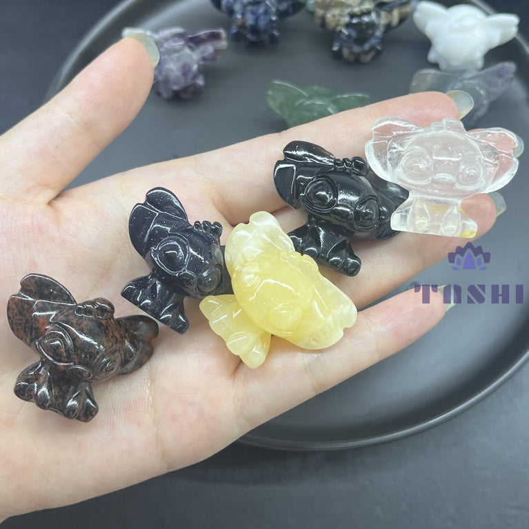 3CM Mini Stitch Carving Natural Crystal Stone Statue Figurine