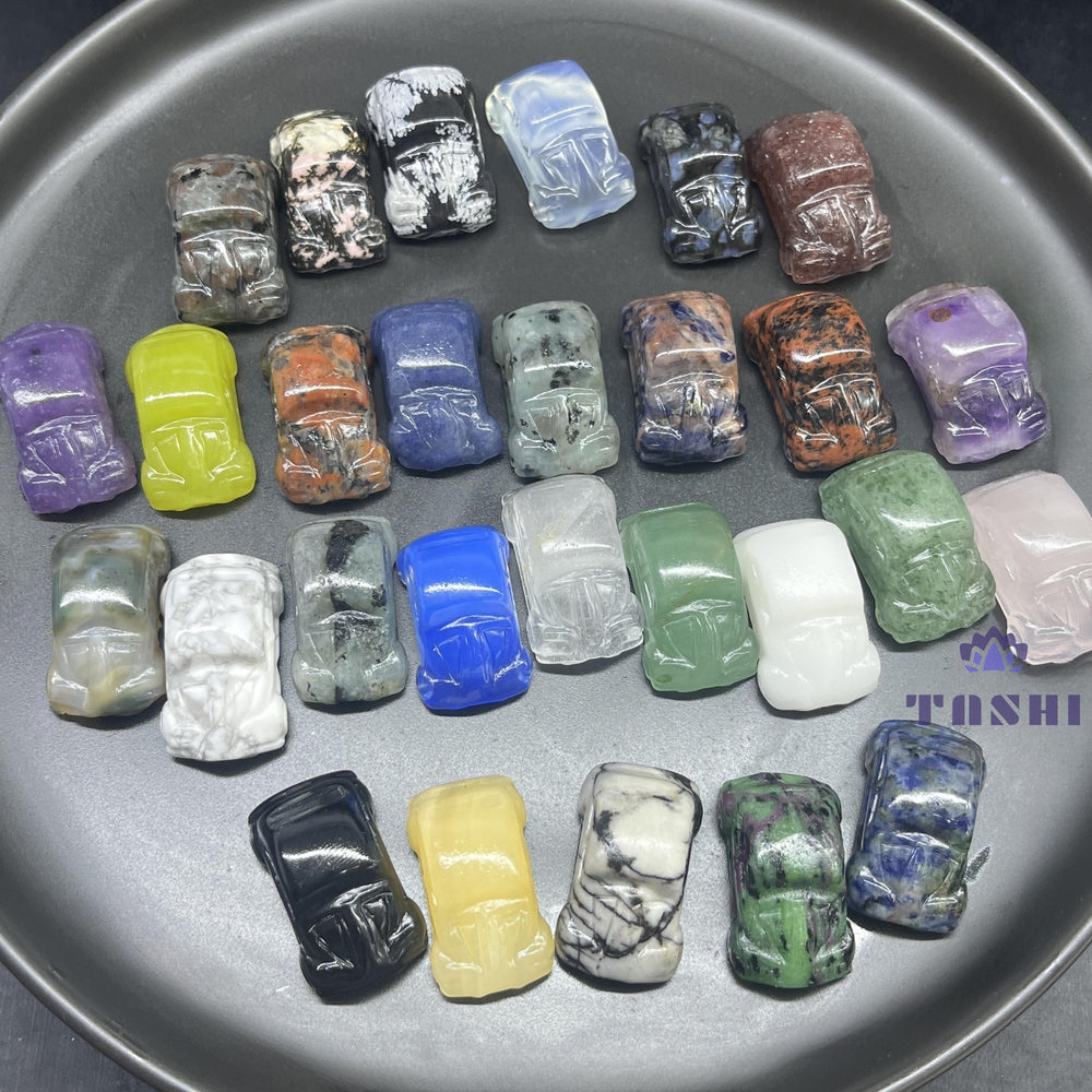 3CM Mini Car Carving Natural Crystal Stone Statue Figurine