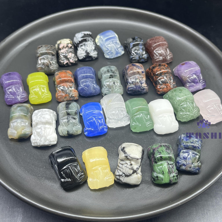 3CM Mini Car Carving Natural Crystal Stone Statue Figurine