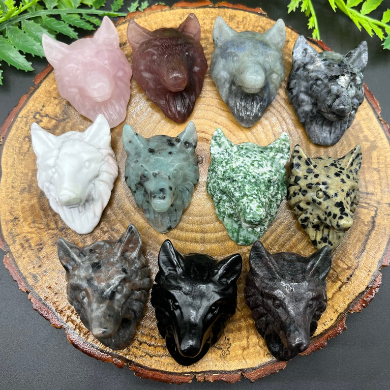 4.5CM Wolf Head Natural Crystal Carving