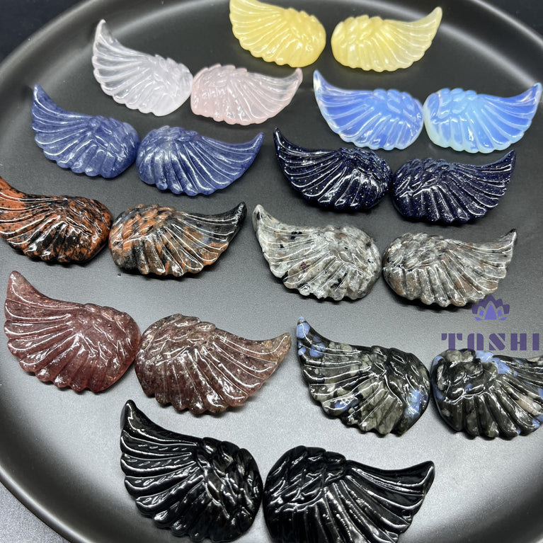 4CM Mini Angel Wing Carving Natural Crystal Stone Statue Figurine