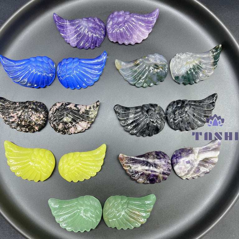 4CM Mini Angel Wing Carving Natural Crystal Stone Statue Figurine