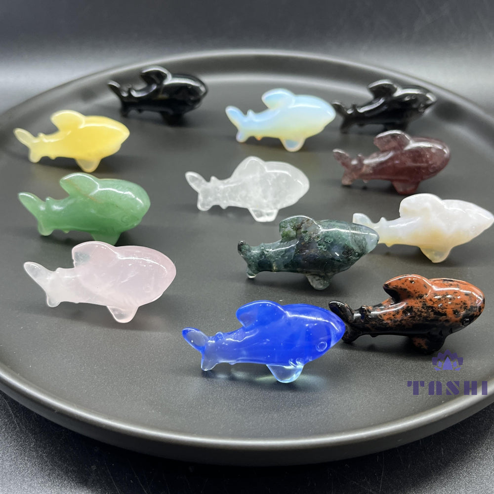 4CM Mini Shark Carving Animal Natural Crystal Stone Statue Figurine