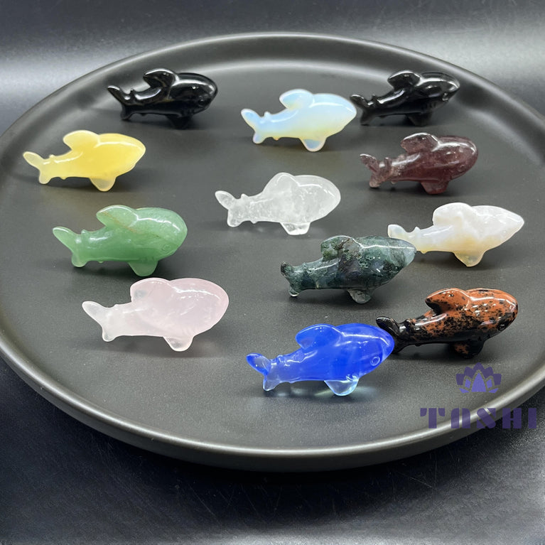 4CM Mini Shark Carving Animal Natural Crystal Stone Statue Figurine