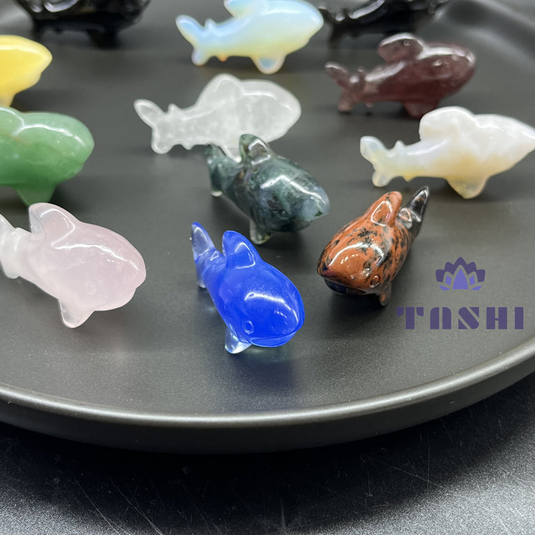 4CM Mini Shark Carving Animal Natural Crystal Stone Statue Figurine