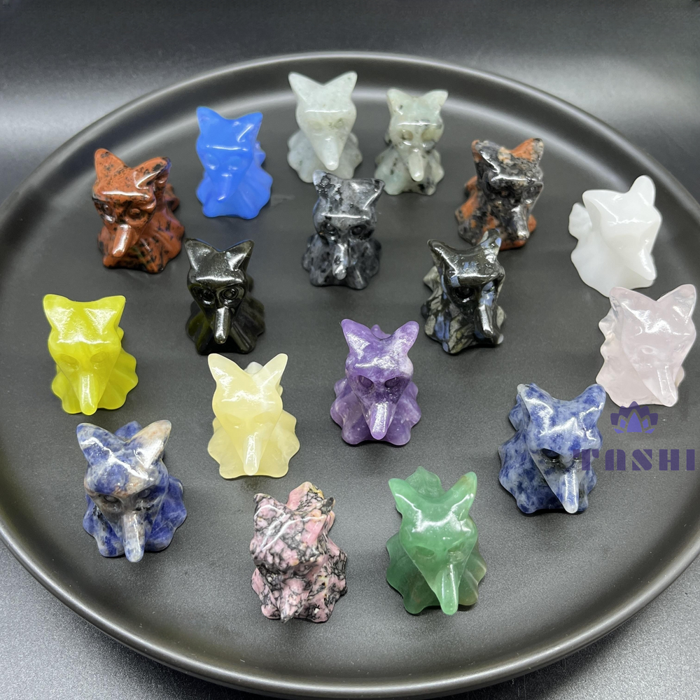 3CM Mini Zero Dog Halloween Carving Natural Crystal Stone Statue Figurine