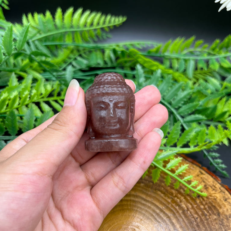 4CM Buddha Head Natural Crystal Carving