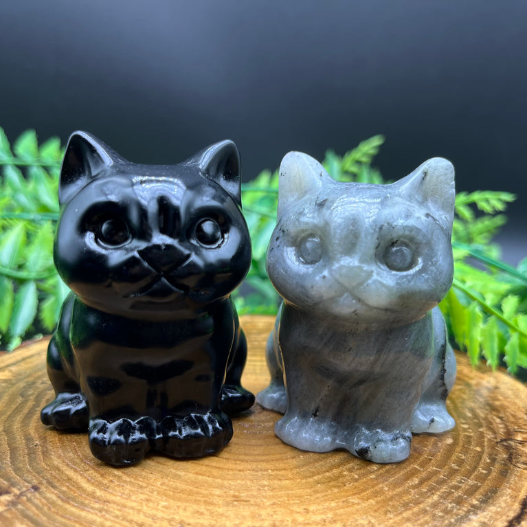 6/10CM Sitting Cat Natural Crystal Carving