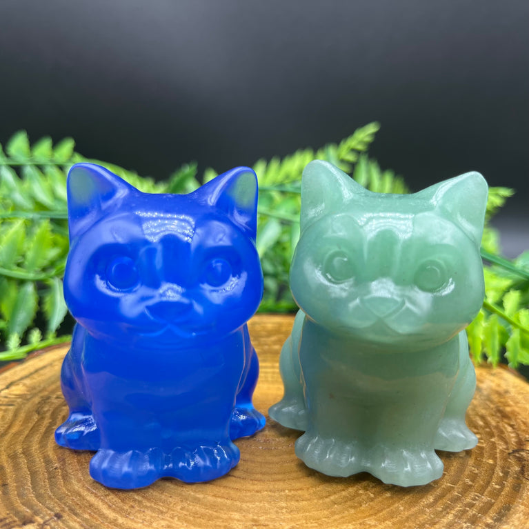 6/10CM Sitting Cat Natural Crystal Carving