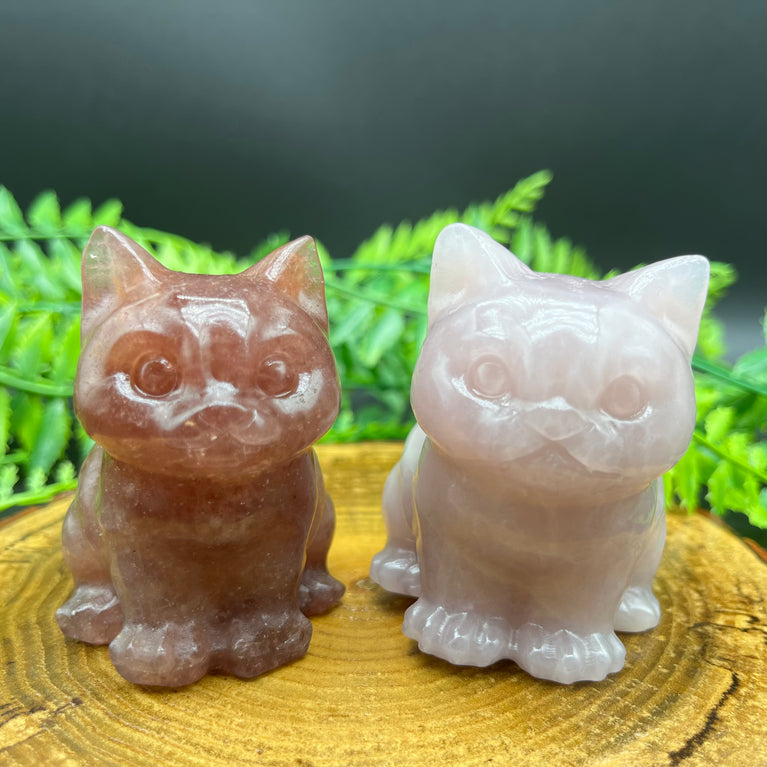 6/10CM Sitting Cat Natural Crystal Carving