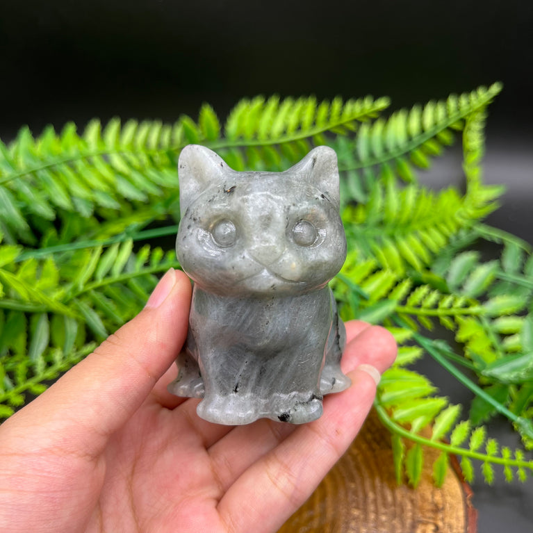 6/10CM Sitting Cat Natural Crystal Carving