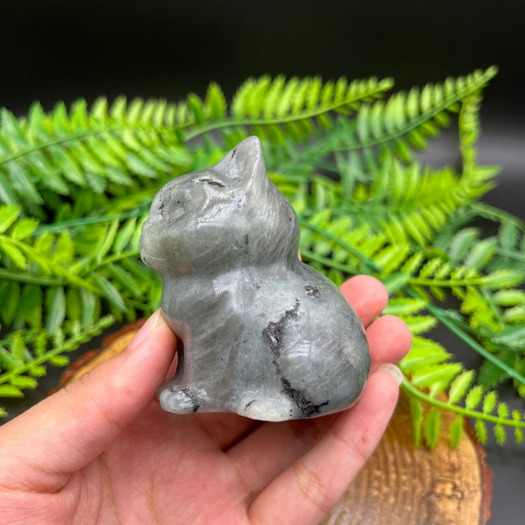 6/10CM Sitting Cat Natural Crystal Carving