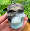 8CM Carribean Calcite Pyrite Skull Natural Crystal Carving