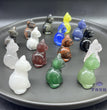 3CM Mini Sitting Cat Carving Natural Crystal Stone Statue Figurine