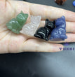 3CM Mini Sitting Cat Carving Natural Crystal Stone Statue Figurine