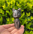 6CM Silver Sheen Obsidian Luna Cat  Natural Crystal Carving