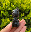 6CM Silver Sheen Obsidian Luna Cat  Natural Crystal Carving