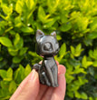 6CM Silver Sheen Obsidian Luna Cat  Natural Crystal Carving