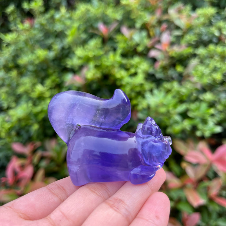 6CM Fluorite Cheshire Cat Alice in Wonderland Natural Crystal Carving