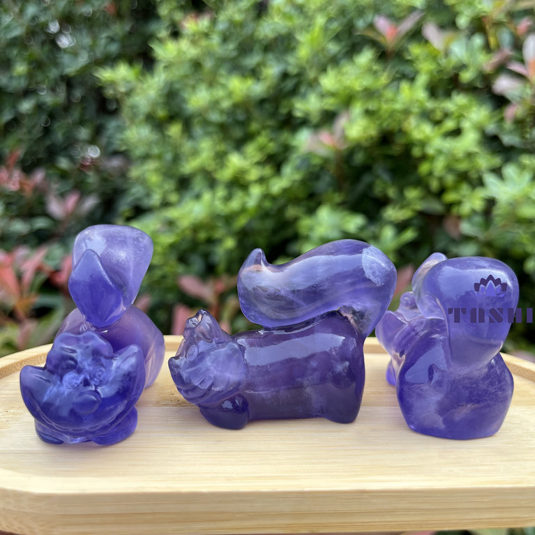 6CM Fluorite Cheshire Cat Alice in Wonderland Natural Crystal Carving