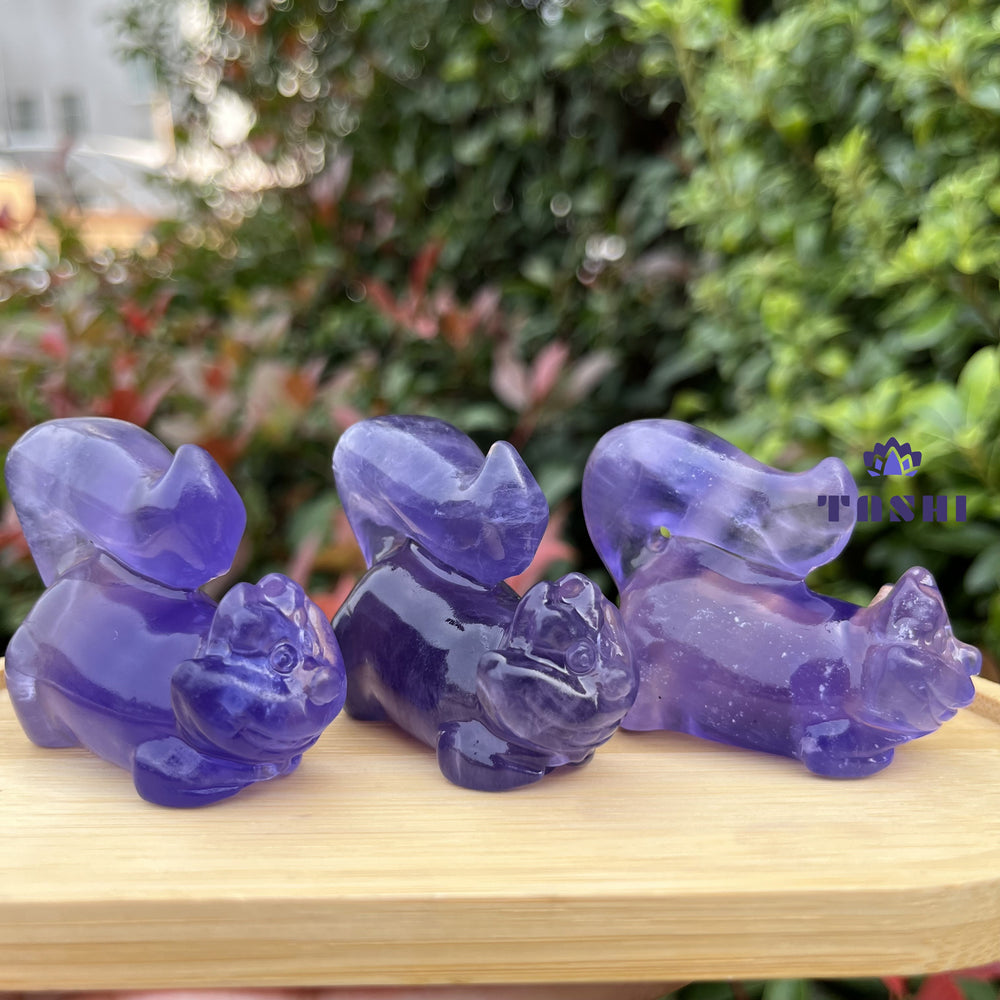 6CM Fluorite Cheshire Cat Alice in Wonderland Natural Crystal Carving