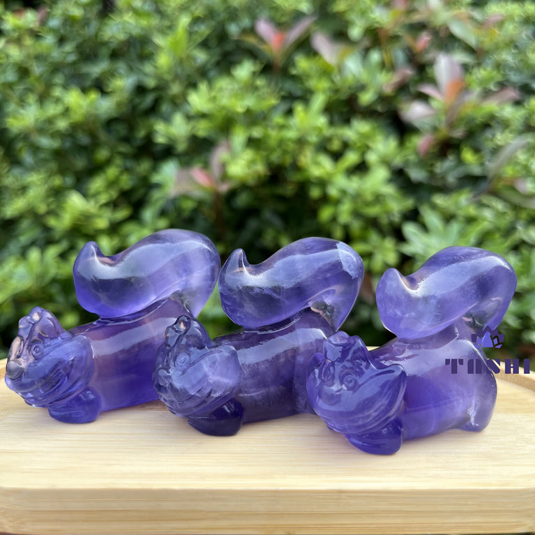 6CM Fluorite Cheshire Cat Alice in Wonderland Natural Crystal Carving