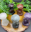 6CM Cat Sitting under Mushroom Carving Natural Crystal Statue