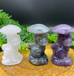 6CM Cat Sitting under Mushroom Carving Natural Crystal Statue