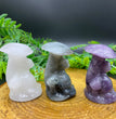 6CM Cat Sitting under Mushroom Carving Natural Crystal Statue