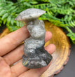 6CM Cat Sitting under Mushroom Carving Natural Crystal Statue