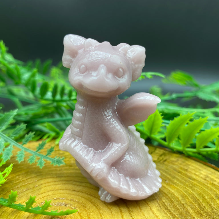 6CM Cute Dragon Holding Tail Carving Natural Crystal Statue