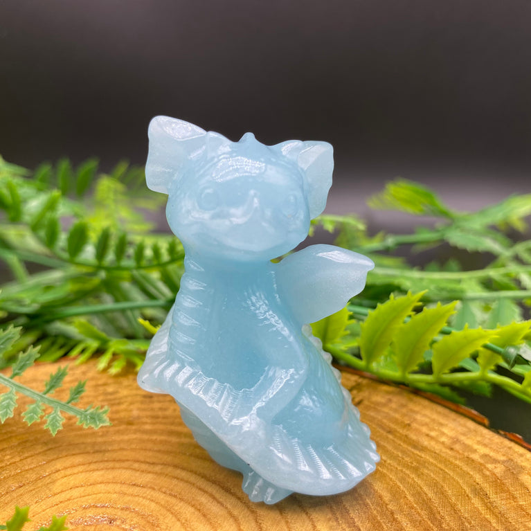 6CM Cute Dragon Holding Tail Carving Natural Crystal Statue