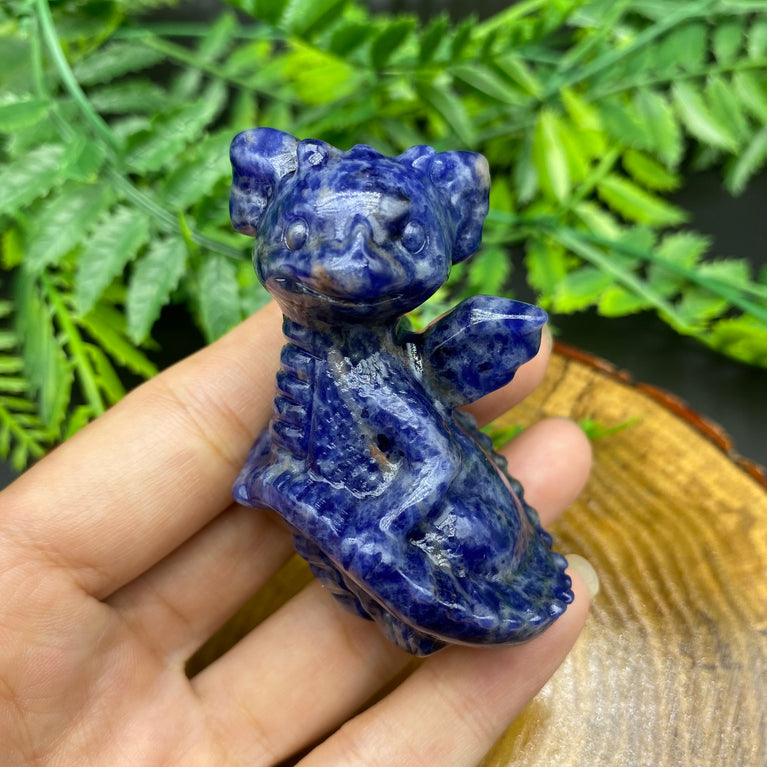 6CM Cute Dragon Holding Tail Carving Natural Crystal Statue