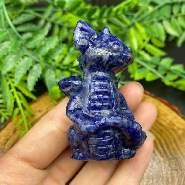 6CM Cute Dragon Holding Tail Carving Natural Crystal Statue