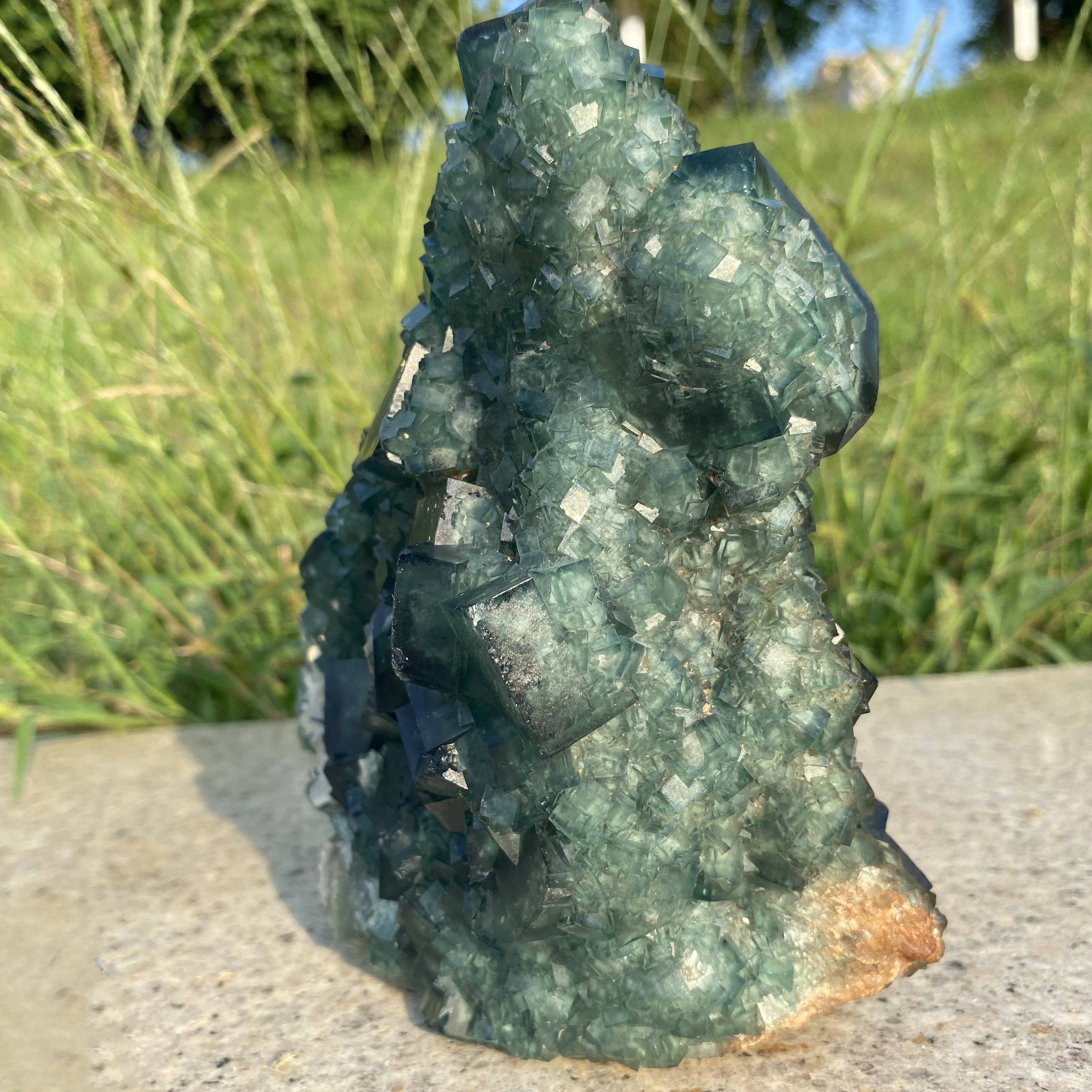 3.12LB Green Fluorite Cubes Specimen(stand included)