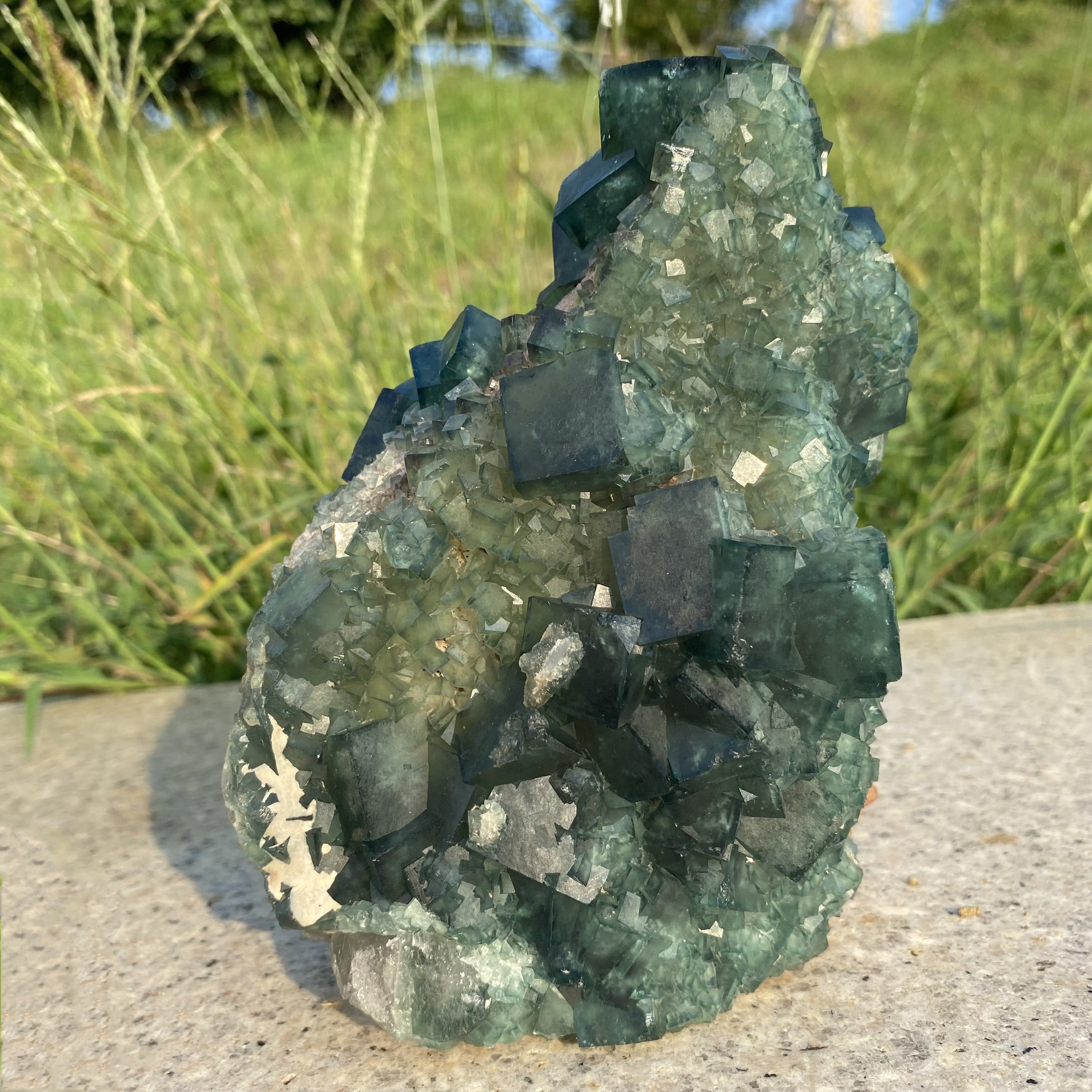 3.12LB Green Fluorite Cubes Specimen(stand included)