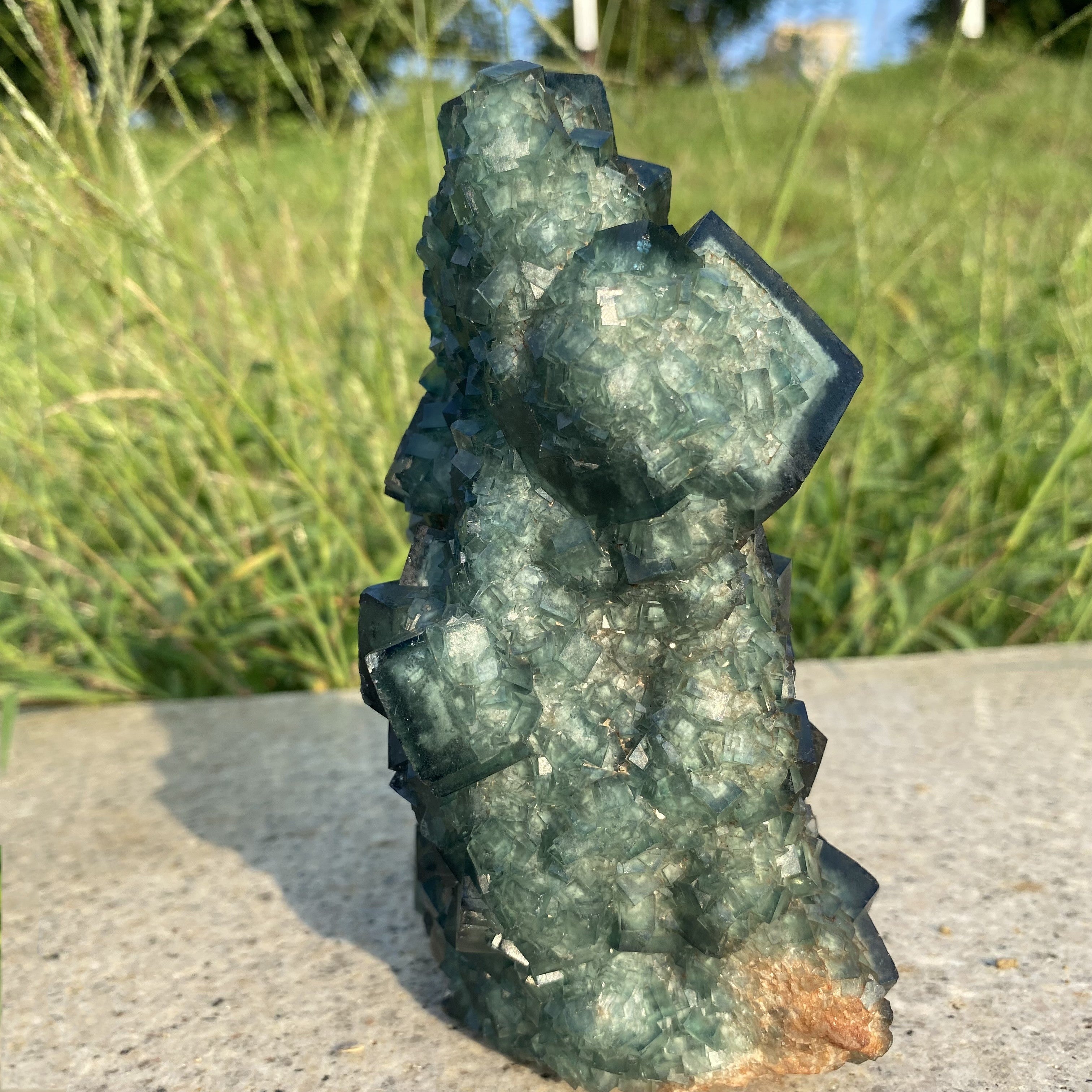 3.12LB Green Fluorite Cubes Specimen(stand included)