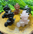 5CM Witch Cat on Broom Natural Crystal Carving