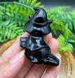 5CM Witch Cat on Broom Natural Crystal Carving