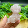 5CM Witch Cat on Broom Natural Crystal Carving