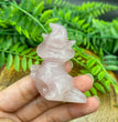 5CM Witch Cat on Broom Natural Crystal Carving