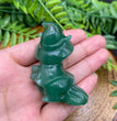 5CM Witch Cat on Broom Natural Crystal Carving