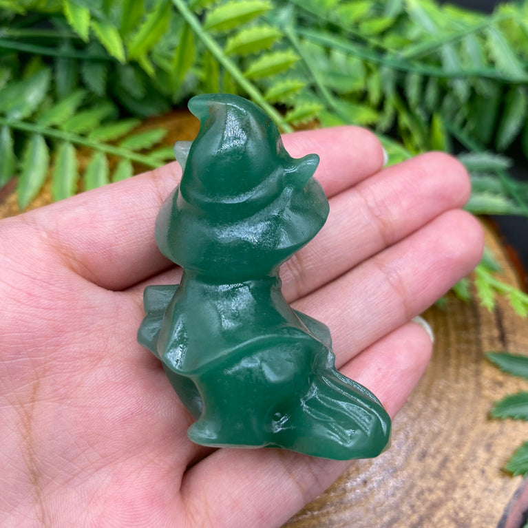 5CM Witch Cat on Broom Natural Crystal Carving