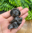 5CM Witch Cat on Broom Natural Crystal Carving