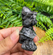 5CM Witch Cat on Broom Natural Crystal Carving