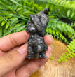 5CM Witch Cat on Broom Natural Crystal Carving