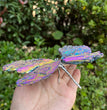 14CM Aura Tourmaline Dragonfly Natural Crystal Healing Stone Home Decoration