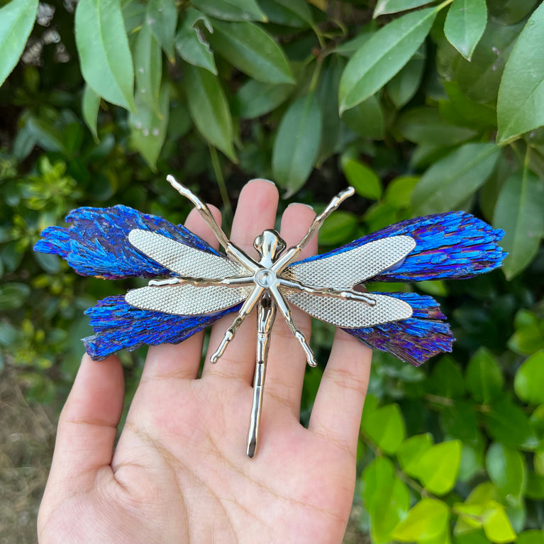 14CM Aura Tourmaline Dragonfly Natural Crystal Healing Stone Home Decoration